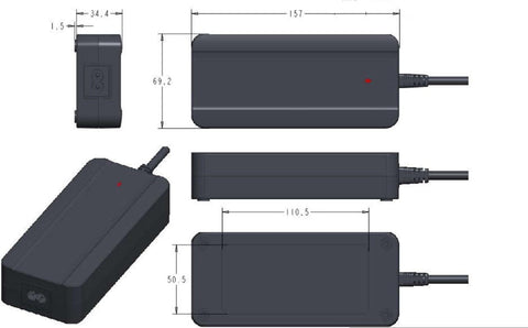 42V 2A DC Atnen Ladegerät 85 Watt für 36V-37V Li-Ion Akkus (CB, GS, UL)