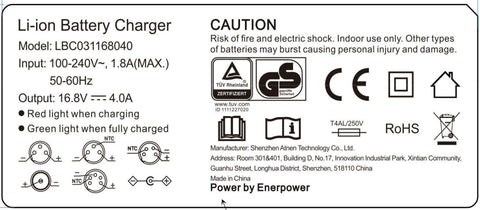 4S 4A DC round plug (16.8V) Li-Ion charger ENERpower Desk-Top