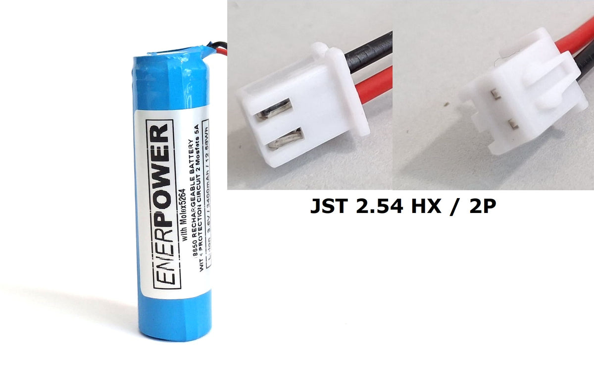 JST 2.54 HX / 2P ENERpower 1S1P Li-Ion-Akku 3,6V-3,7V 3200 mAh
