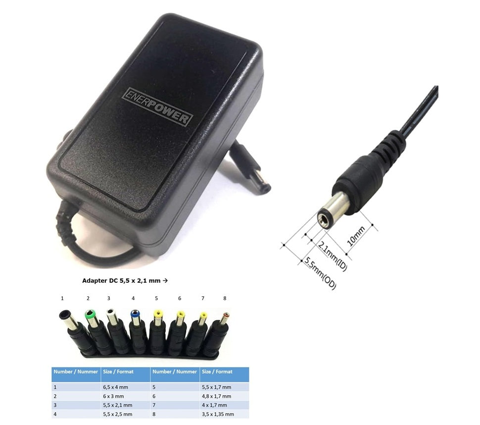 Netzteil 24V AC-DC 2A Ausgang (48W) EU (GS) mit 8-Adapter Set