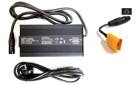 8A Ersatzladegerät XT30 28,8V 230 Watt für 24V LiFePo4 Akkus Aktiver Lüfter XT-90 weiblich (Adapter)