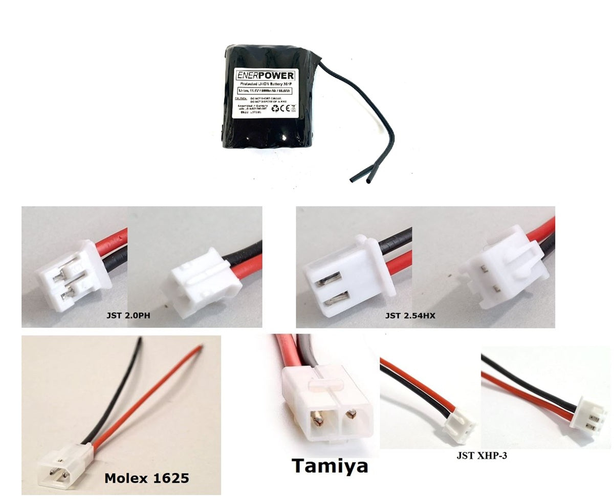 JST 2.0PH ENERpower 3S1P 11,1V Akku (12V) 5000mAh (55Wh)  3x1