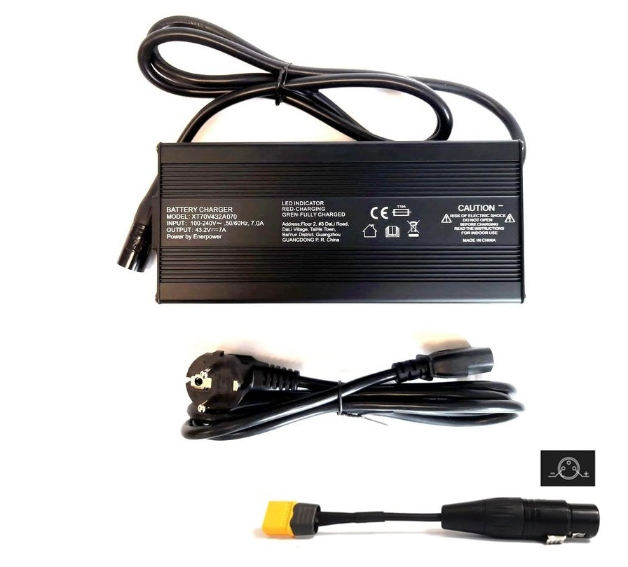 7A Ladegerät XT70 43,2V 305 Watt für 36V LiFePo4 Akkus Aktiver Lüfter XT-60 weiblich