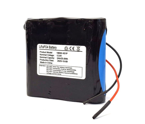 ENERpower 12V LiFePO4 4S1P 18650 2000 mAh open-end cable