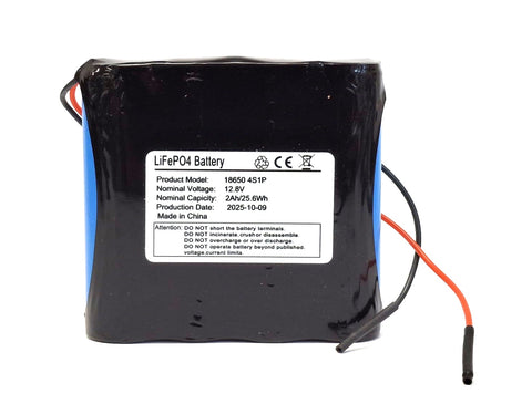 ENERpower 12V LiFePO4 4S1P 18650 2000 mAh open-end cable