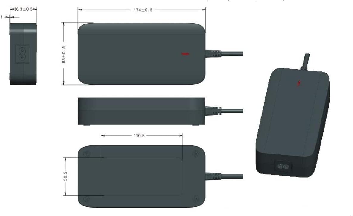 Atnen Ladegerät 54,6V 2A (110 Watt) DC 5,5 x 2,5 mm