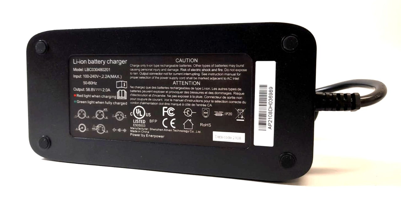 58,8V 2A DC Enerpower Ladegerät für 52V Li-Ion-Akkus (120W) 14S DC 5,5 x 2,5 mm