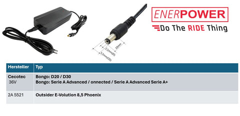 Cecotec 42V 2A DC Ladegerät 85 Watt für 36V-37V Li-Ion Akkus (CB, GS, UL)