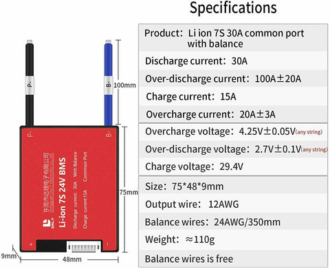 DALY BMS 7S 30A für Li-Ion Akkus 24V (25,2V-25,9V) - Enerprof