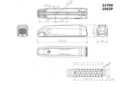 HaiLong Masada Rahmenakku Li-Ion 36V 10S3P 21700 SSE-105 Side Release - Enerprof