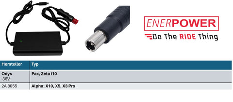Odys DC-DC Ladegerät 12V-24V 2A für 36V Li-Ion Akkus KFZ Ersatzladegerät (42V) für DC+