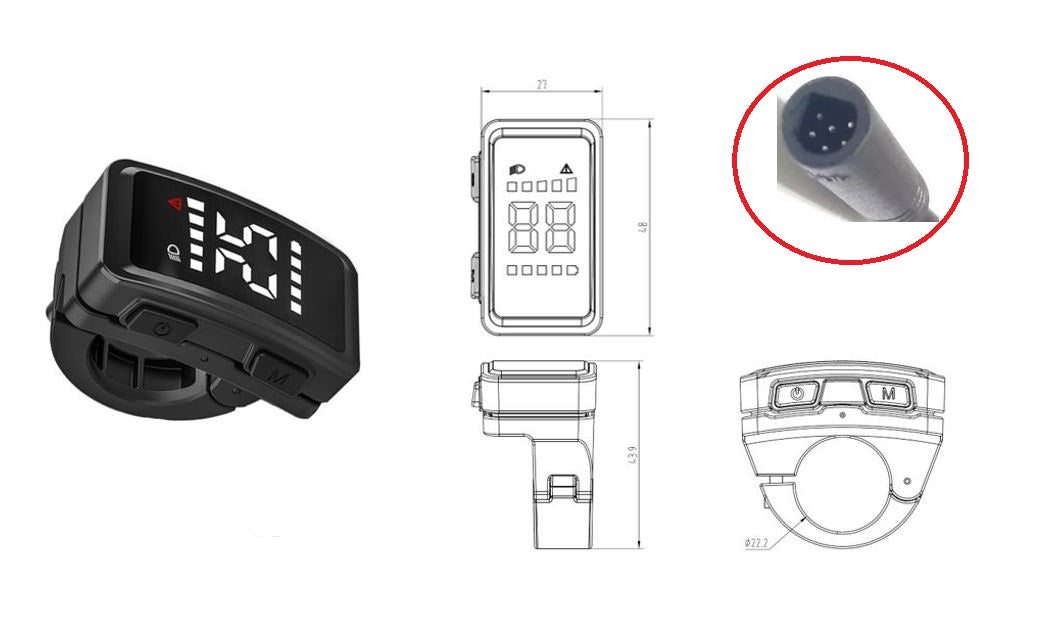 Display Enerpower DZ40 Tongsheng compatible 6-pins (150 cm cable)