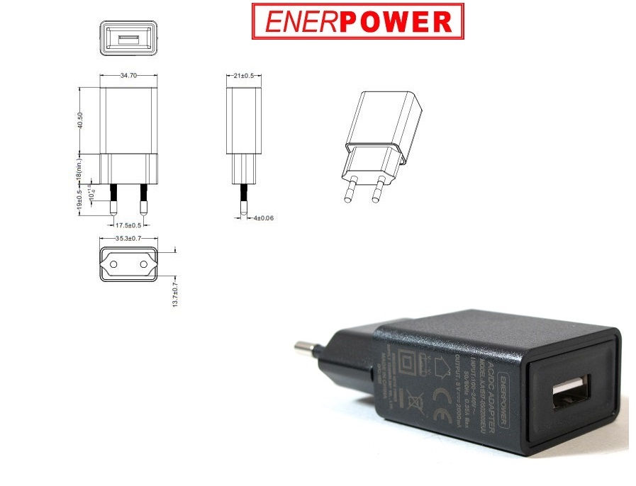 ENERpower EP-10B 5V 2A Schwarz 10W USB