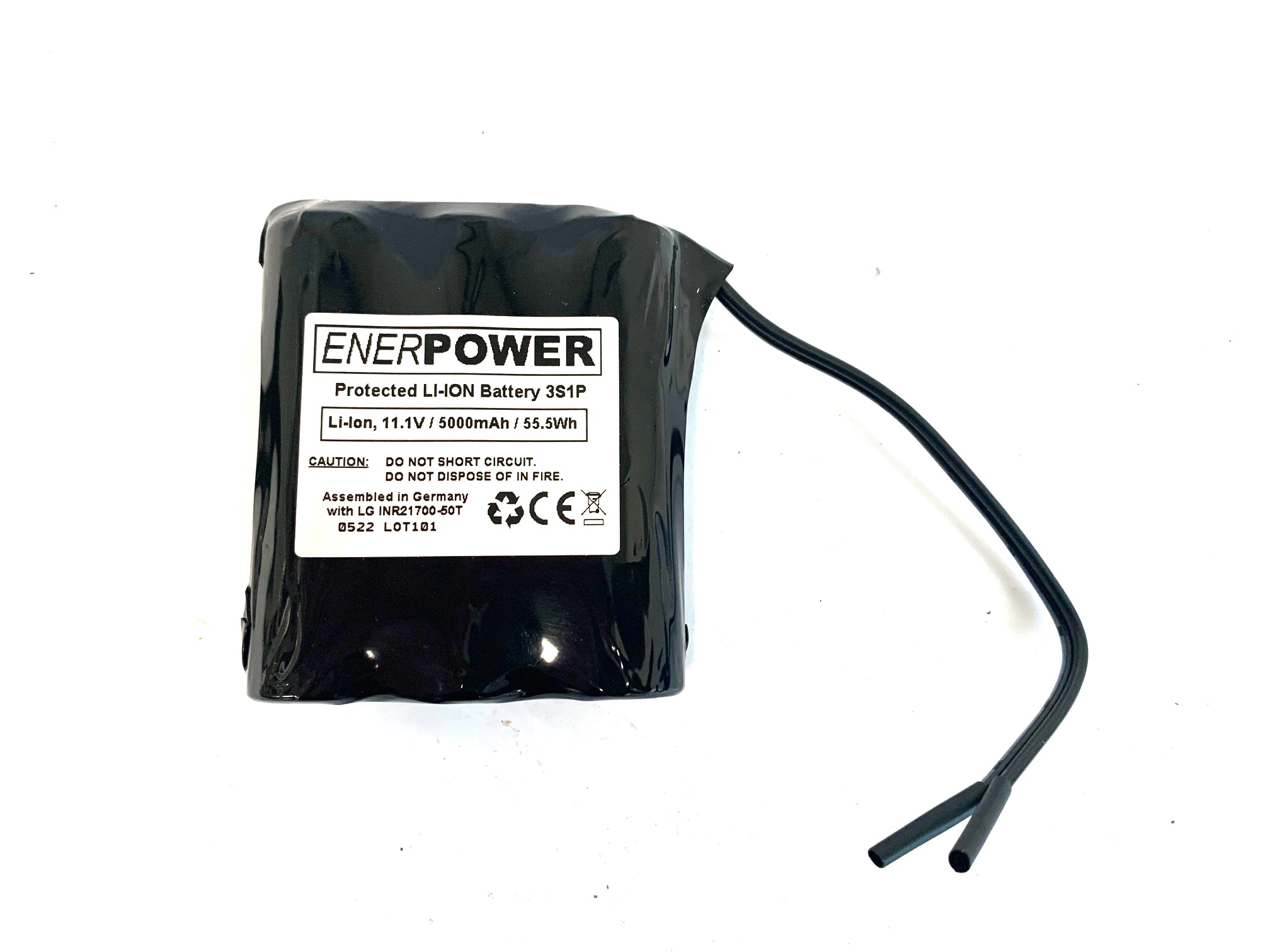 ENERpower Battery 10.8V-11.1V (12V) 5000 mAh with Cables Open-Ends  (3x1)