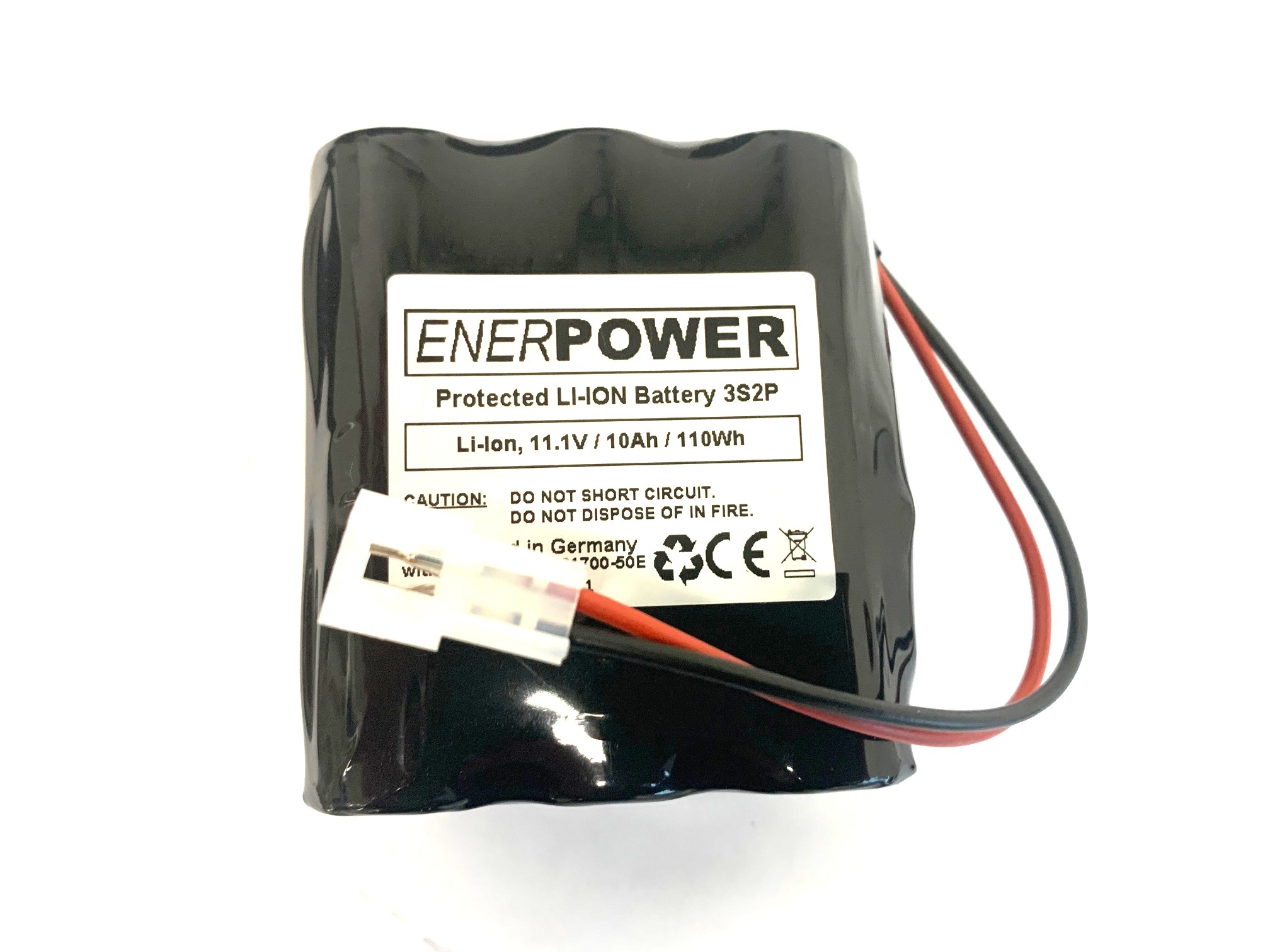 ENERpower 11,1V Akku (12V) 3S2P 10Ah (110Wh)  Molex 1625-2R1 3x2