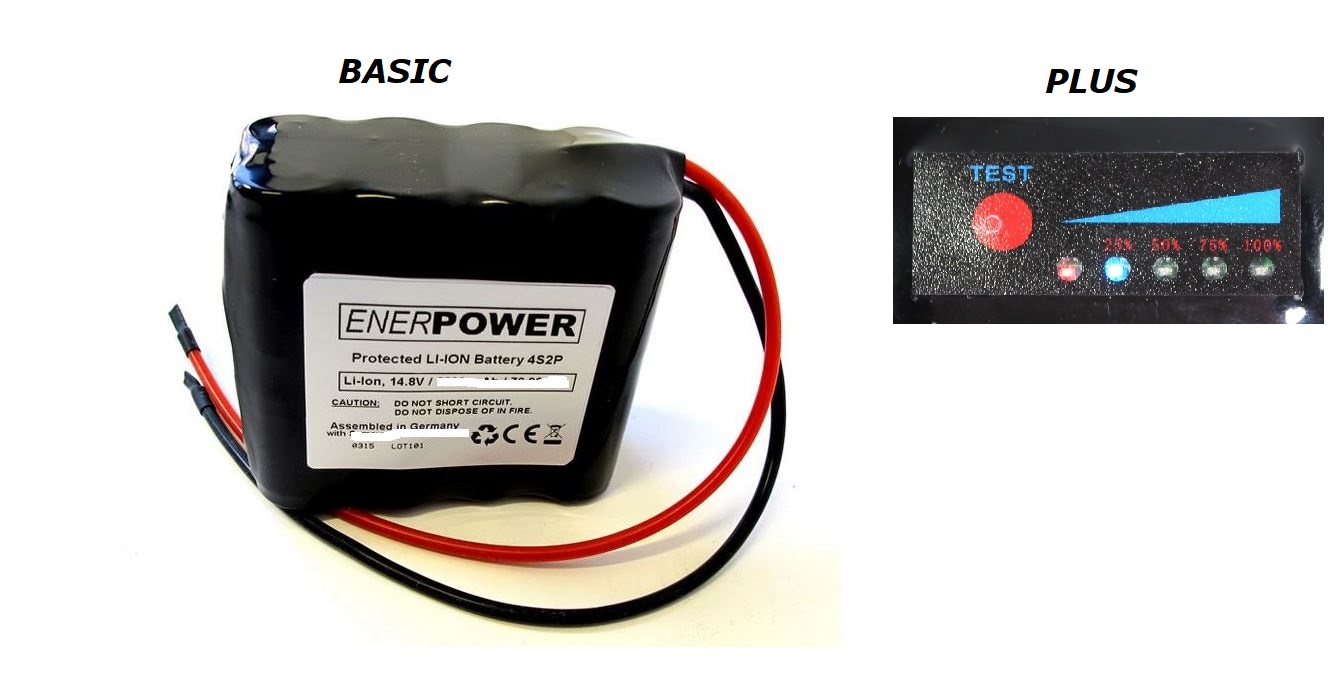 ENERpower 4S2P battery 14.4V-14.8V 10000 mAh 50E Li-Ion with cables open ends