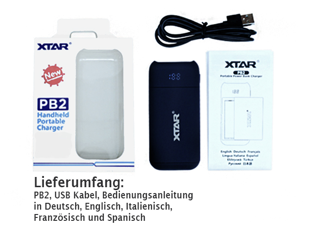 Xtar PB2 Blau -2-Schacht handliche Li-Ion Akku Reiseladegerät & Powerbank