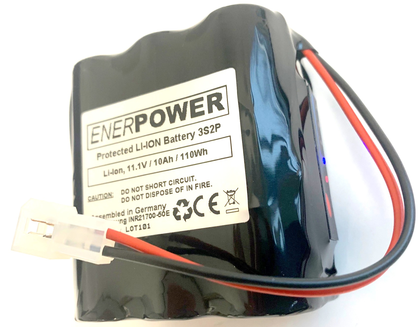ENERpower Battery 10.8V-11.1V (12V) 10000 mAh with Round Plug (3x2)