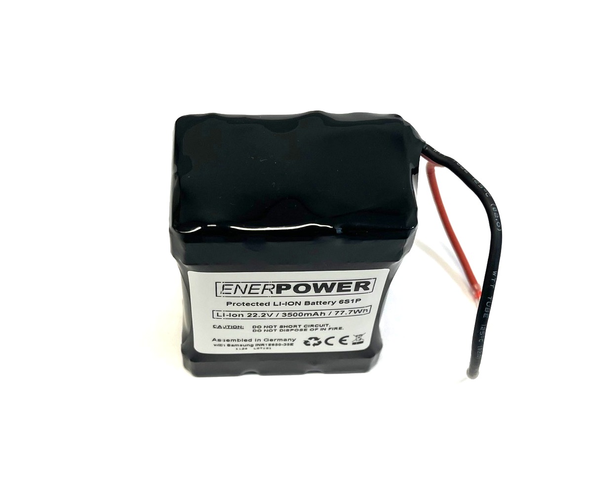 ENERpower Akku Li-Ion 6S1P 21,6V-22,2V 3400Ah 5A PCM Open-end 3 x 2