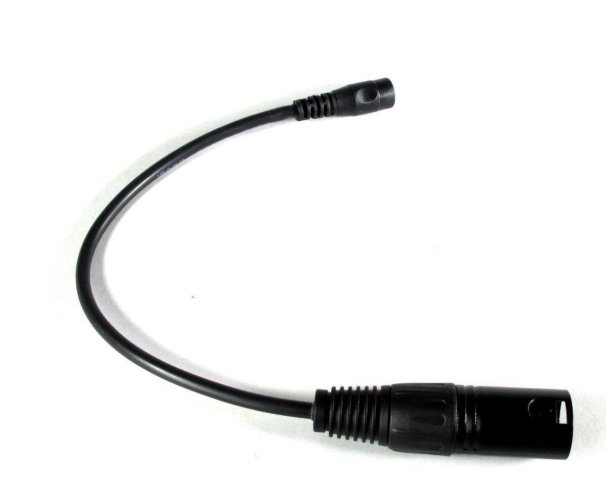 Enerpower adapter cable 10 cm round plug DCJ 5.5 x 2.5 mm to XLR-3 pins