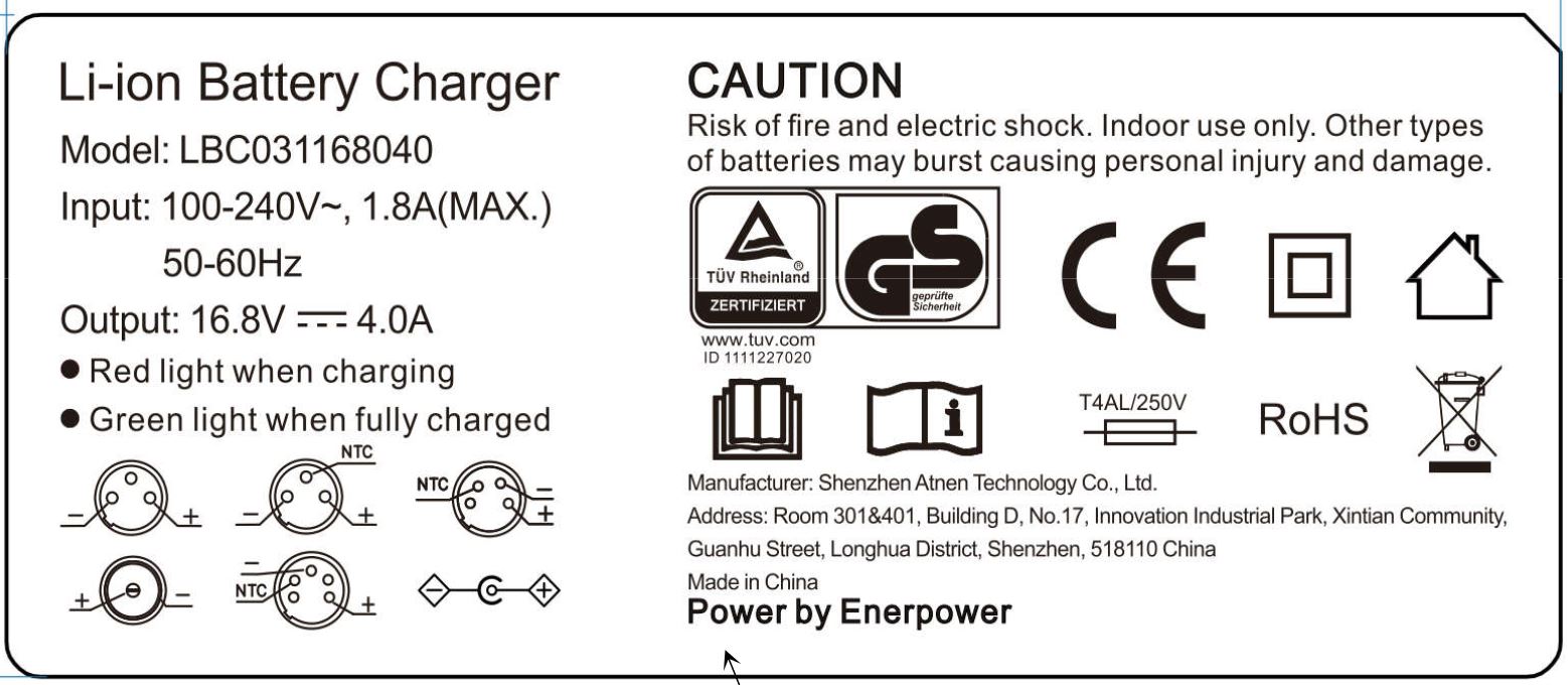 4A ENERpower Charger 4S Li-Ion  for 14.4V-14.8V Batteries Desktop DC 