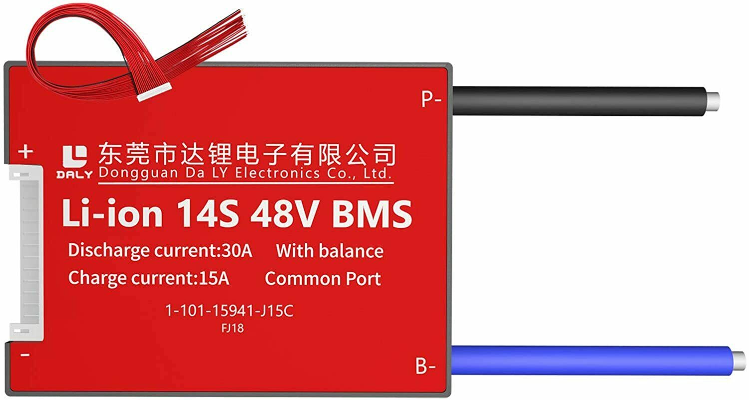 DALY BMS 14S 30A für Li-Ion Akkus 52V (50,4V - 51,8V) 