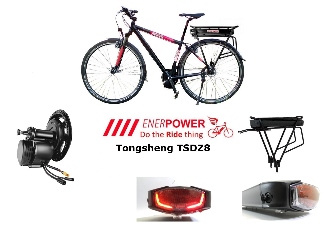 735Wh: Motor Kit TSDZ8 250W  + Battery 36V Gath for Rack 19.2Ah + Display