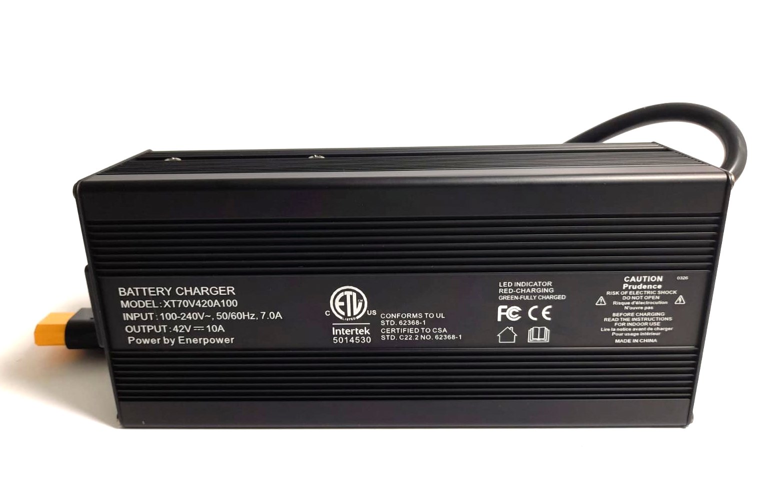 10A Charger XT70 42V 420 Watt for 36V Batteries Li-Ion Fan