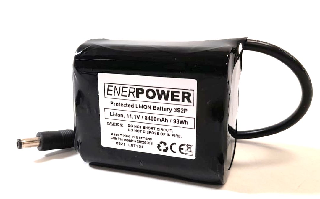ENERpower Wildkamera 11,1V Akku (12V) 8400mAh Rundstecker männlich 3x2 (90Wh)