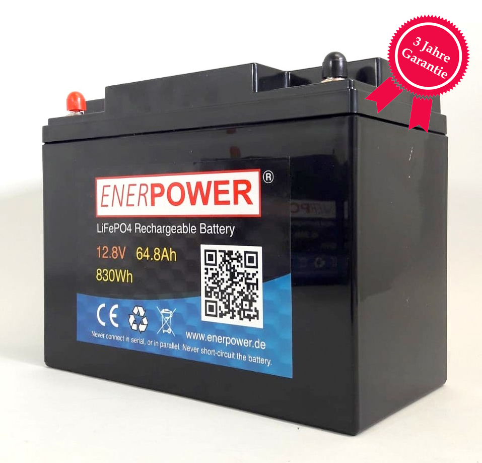 ENERpower LiFePO4 12V (12,8V) 64,80Ah 820Wh (640 Watt) 
