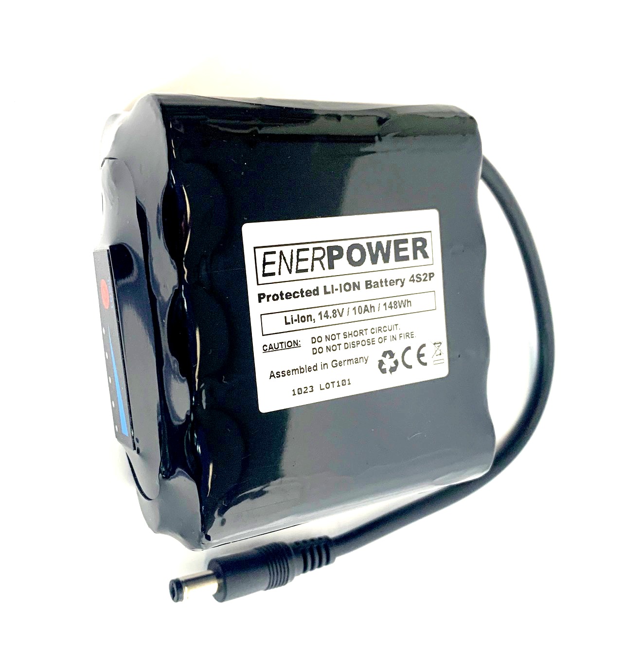 ENERpower 4S2P Akku 14,4V-14,8V 10Ah Li-Ion DC Rundstecker Männlich Ladestandanzeige für Breas Z1 Auto & Base