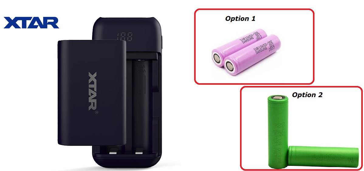 XTAR PB2 RED Charger / Powerbank for 2 x 18650 cells