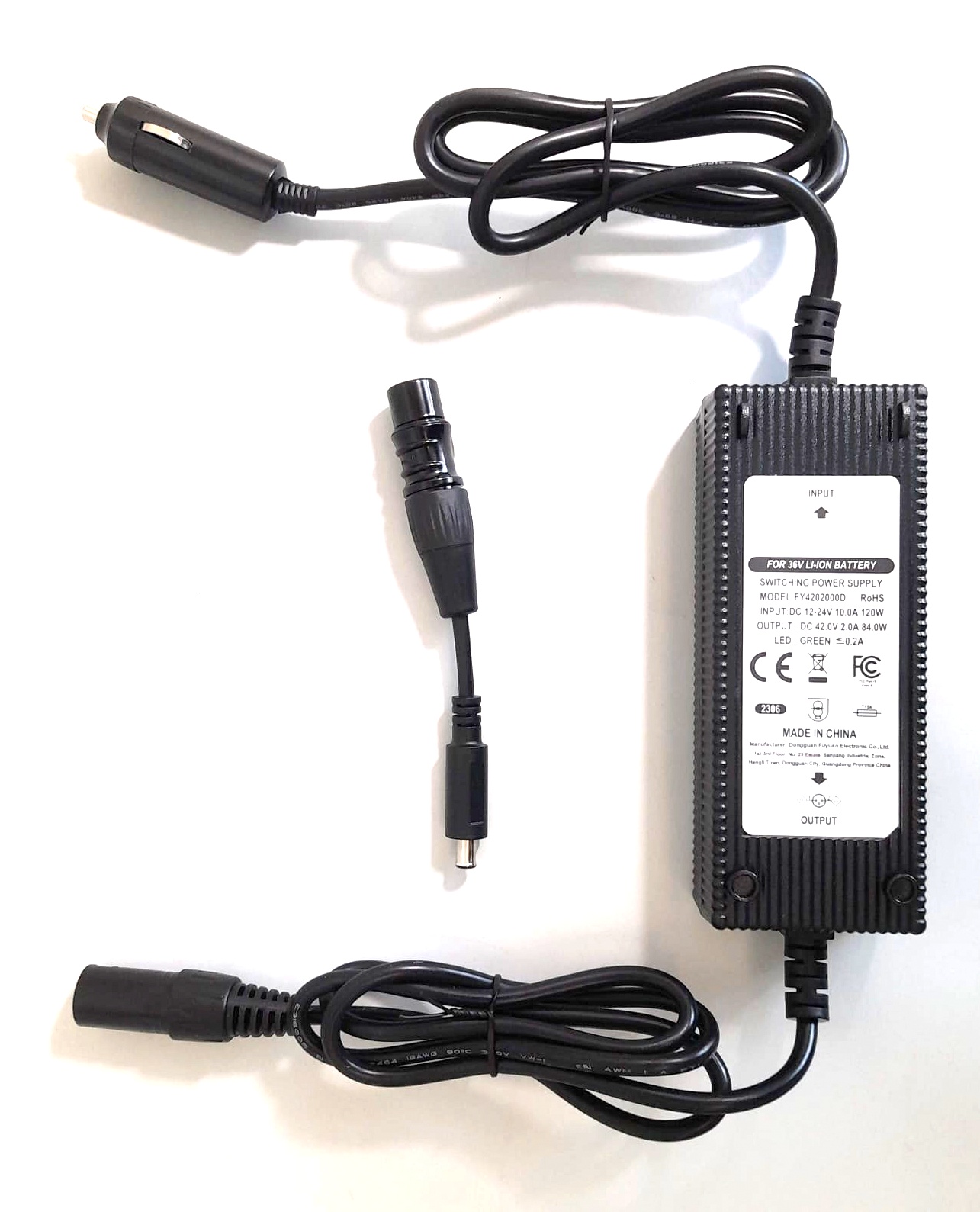 Fuyuang 12V-24V  Li-Ion-Charger (42V) for Vanmoof S3 / X3 Batteries 36V 2A