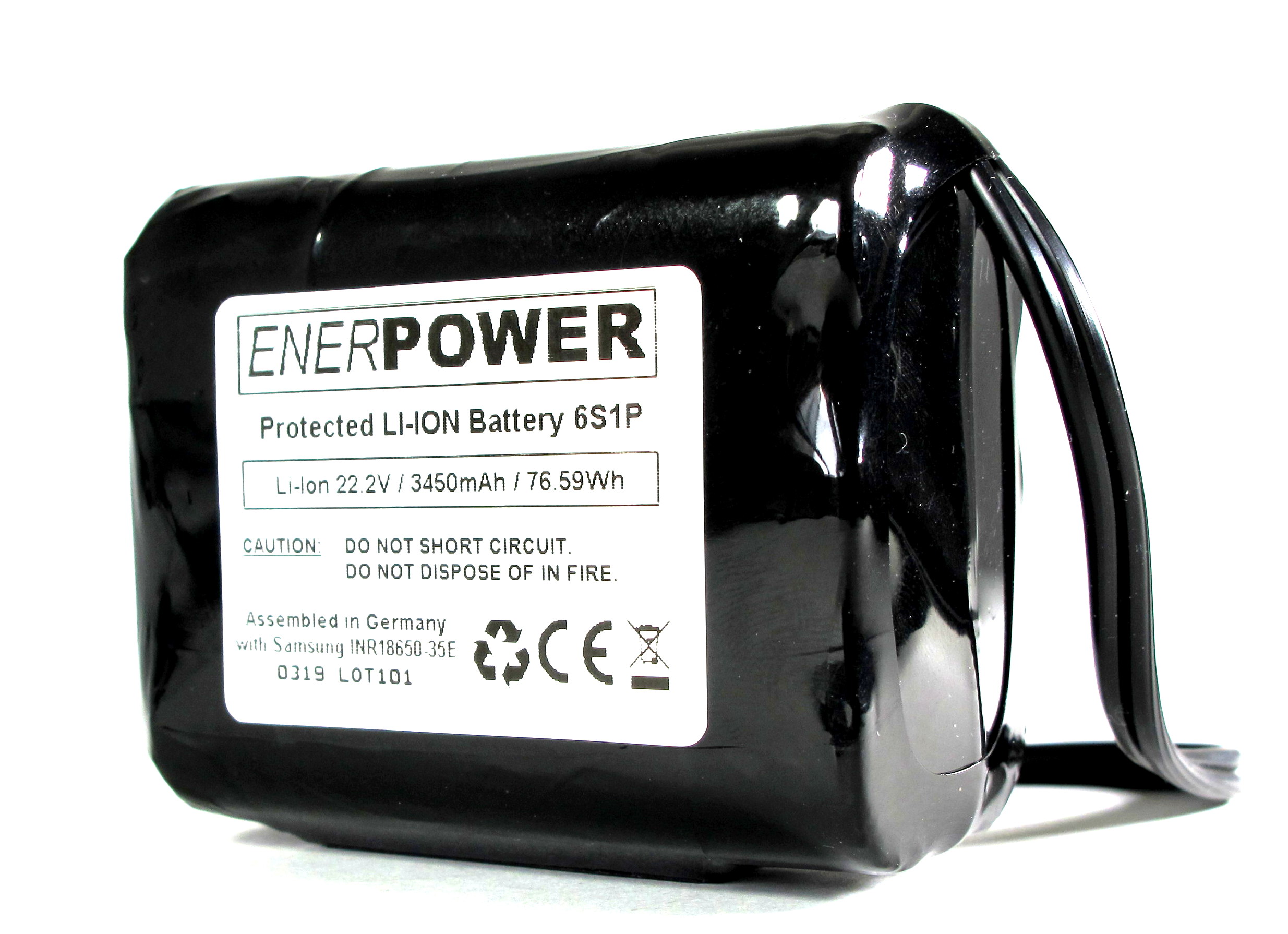 ENERpower Akku Li-Ion 6S1P 21,6V-22,2V 3400Ah 5A PCM Open-end 3 x 2