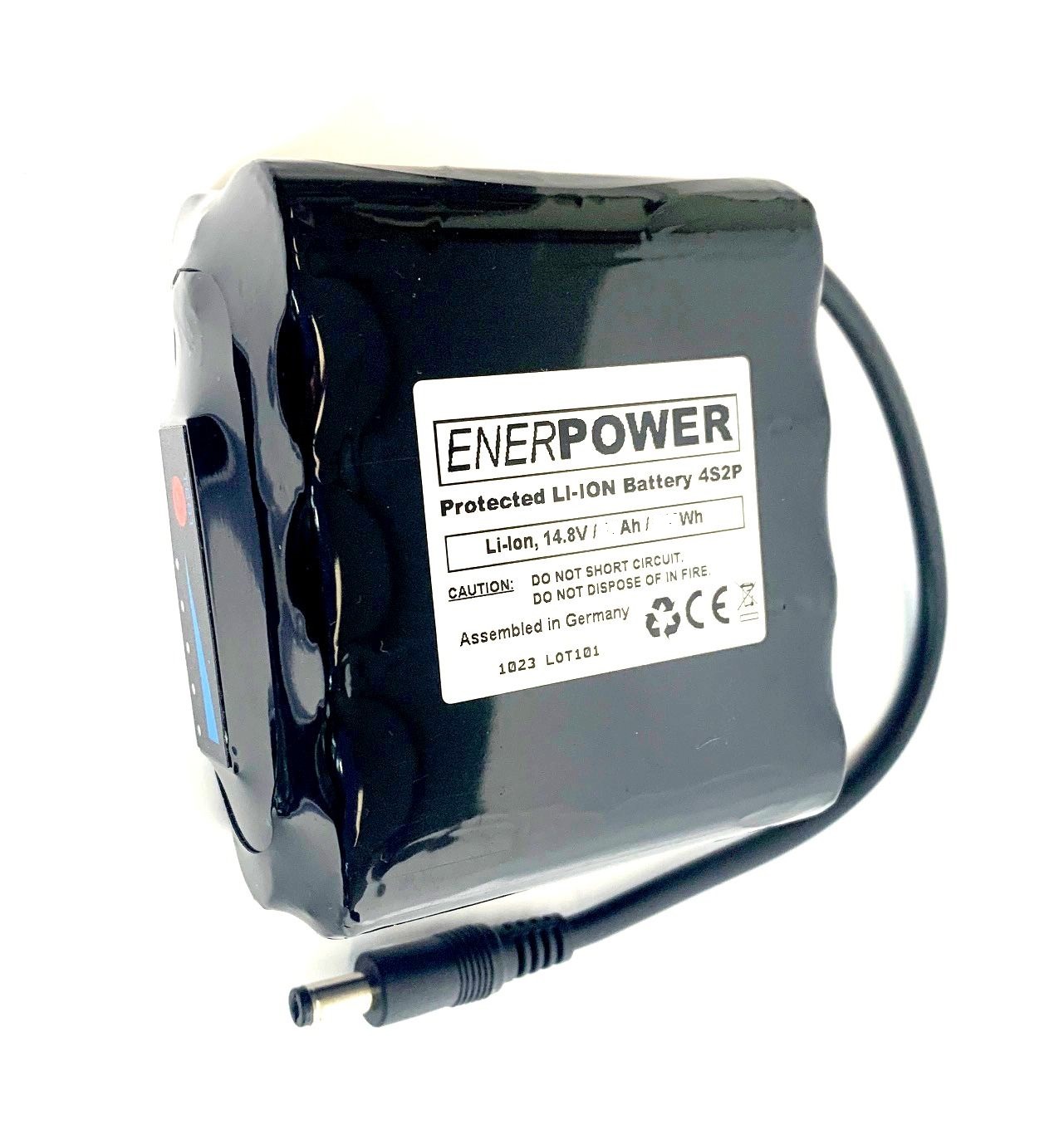 ENERpower Akku 14,4V-14,8V 6800 mAh Li-Ion Rundstecker DC, Ladestandanzeige, für Breas Z1 Auto & Base