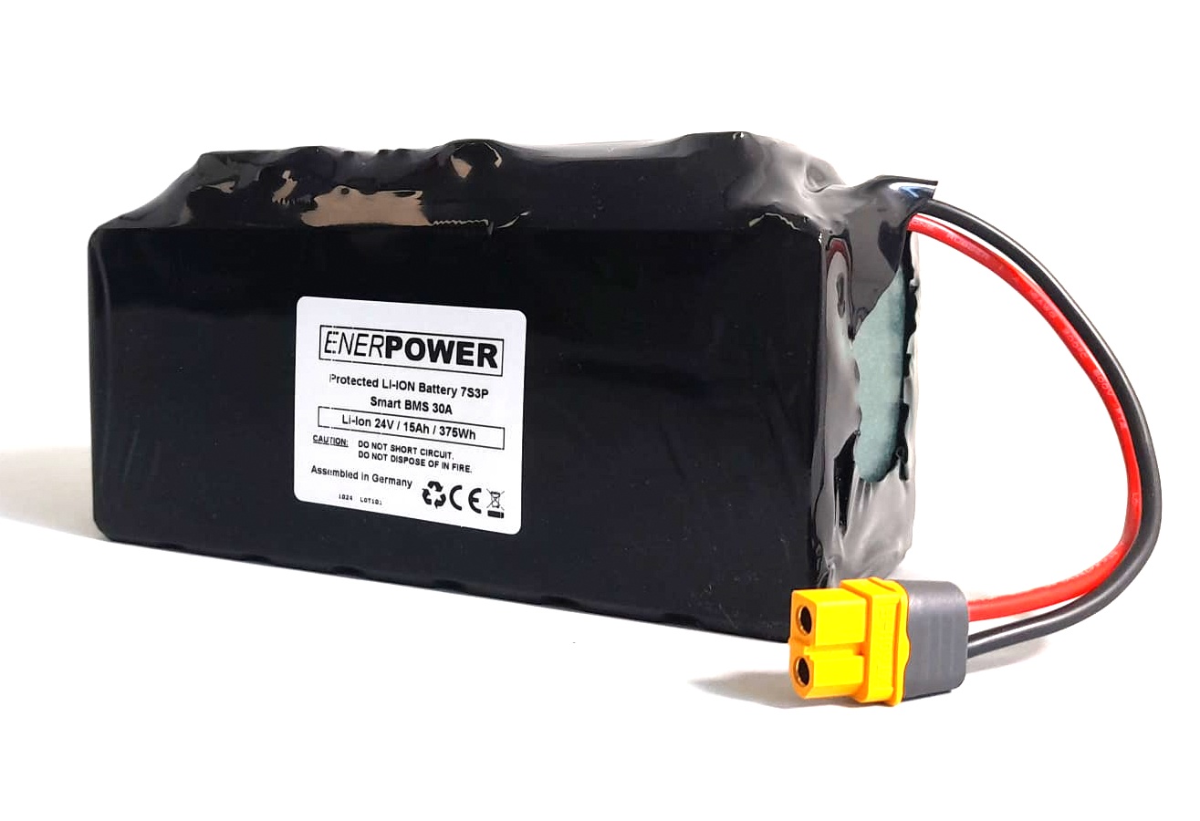 Softpack Battery 24V 15Ah Smart BMS 30A XLR-3 with 50S