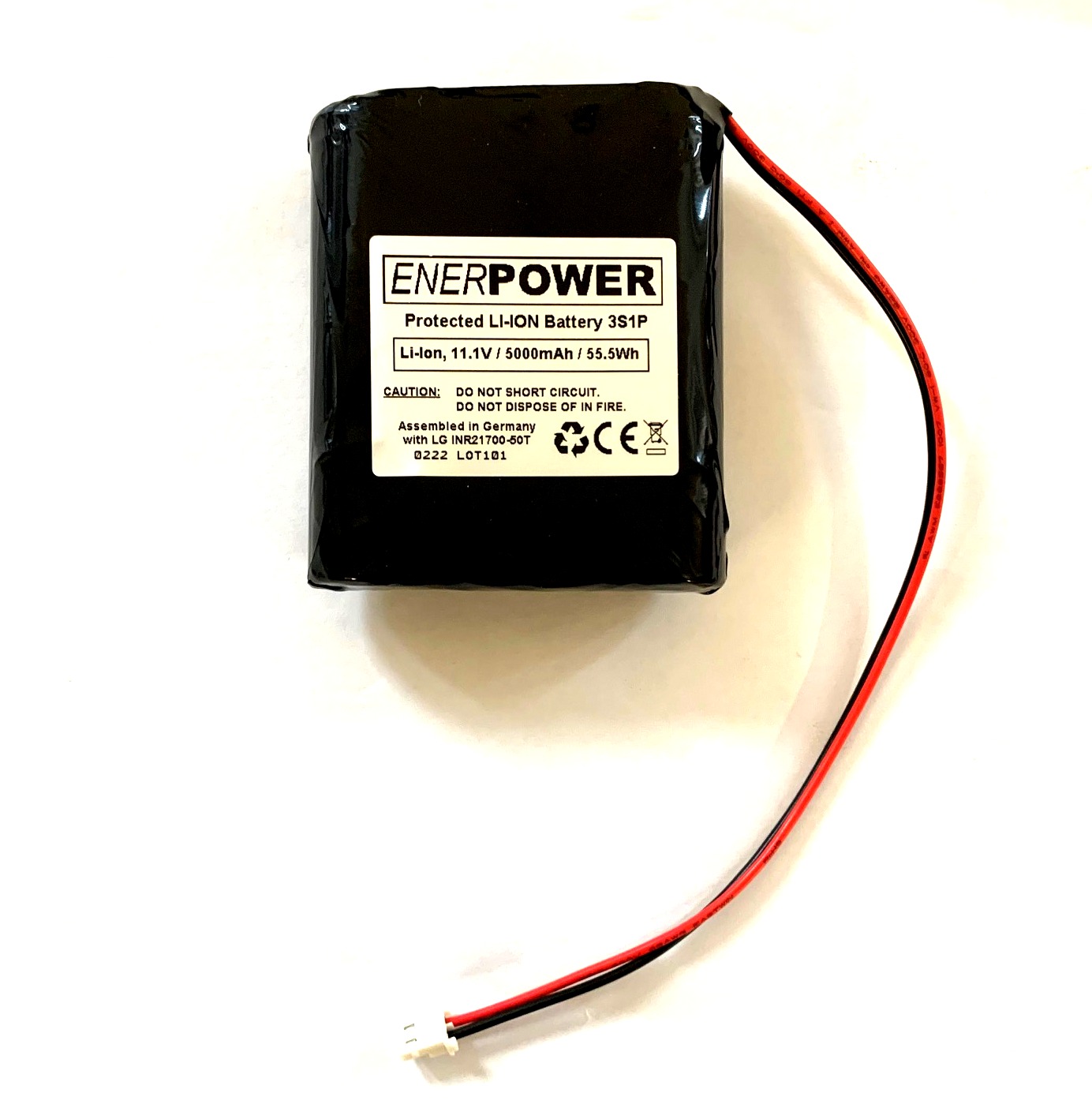 ENERpower Battery 10.8V-11.1V (12V) 5000 mAh with Molex 5264-2P  (3x1)